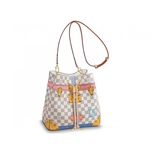 Louis Vuitton Damier Azur NeoNoe Summer Trunks Beige Canvas Women Bucket Handbag N41066