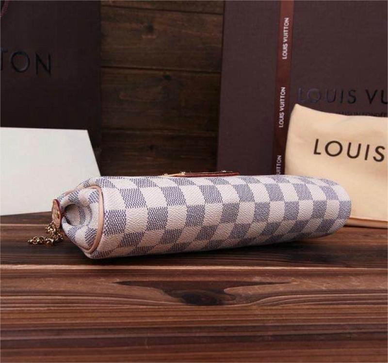 Louis Vuitton Damier Azur Eva Clutch PM Beige Canvas Women Clutch Crossbody Bag N55214