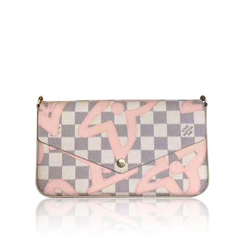 Louis Vuitton Damier Azur Pochette Felicie PM Beige Canvas Women Satchel Purses N63106