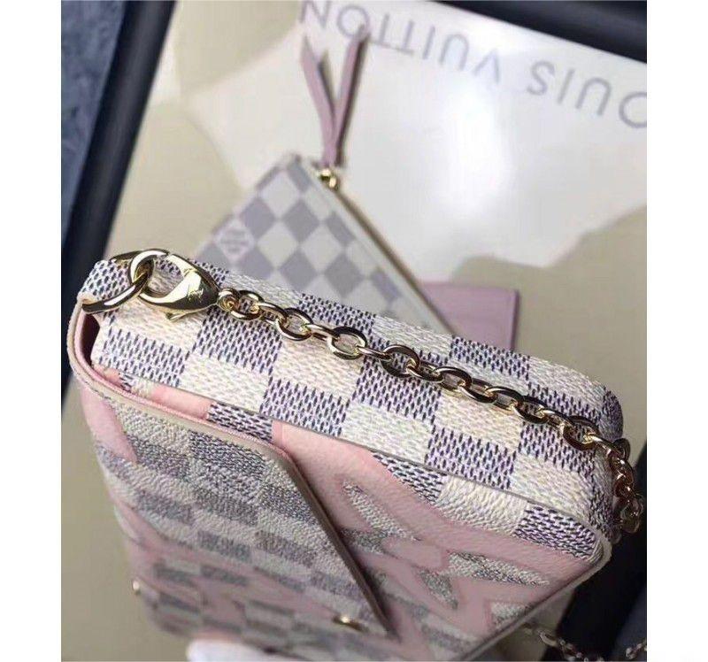 Louis Vuitton Damier Azur Pochette Felicie PM Beige Canvas Women Satchel Purses N63106