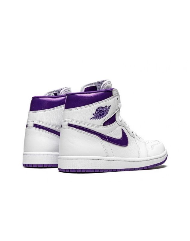Jordan Air Jordan 1 Retro High 2021 Court Purple (W) Leather Rubber Sole Basketball Sneakers CD0461-151