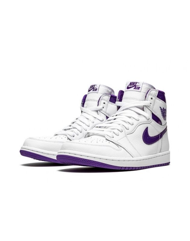 Jordan Air Jordan 1 Retro High 2021 Court Purple (W) Leather Rubber Sole Basketball Sneakers CD0461-151