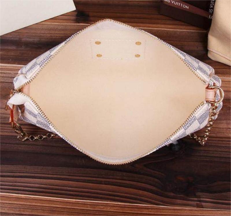 Louis Vuitton Damier Azur Eva Clutch PM Beige Canvas Women Clutch Crossbody Bag N55214