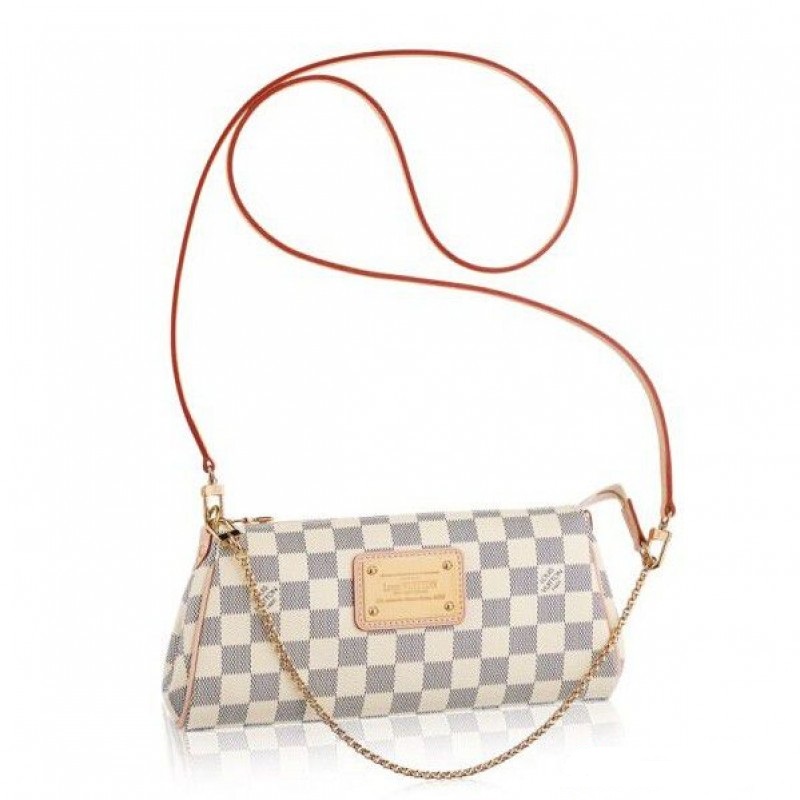Louis Vuitton Damier Azur Eva Clutch PM Beige Canvas Women Clutch Crossbody Bag N55214