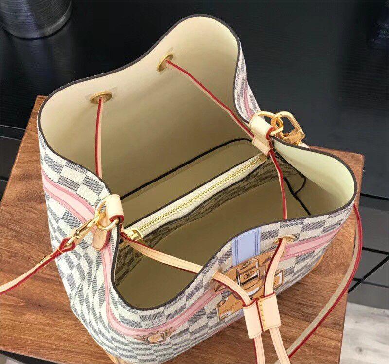 Louis Vuitton Damier Azur NeoNoe Summer Trunks Beige Canvas Women Bucket Handbag N41066