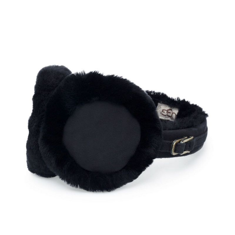 UGG Classic Double U Logo Black Shearling Women Headband Earmuff U1023