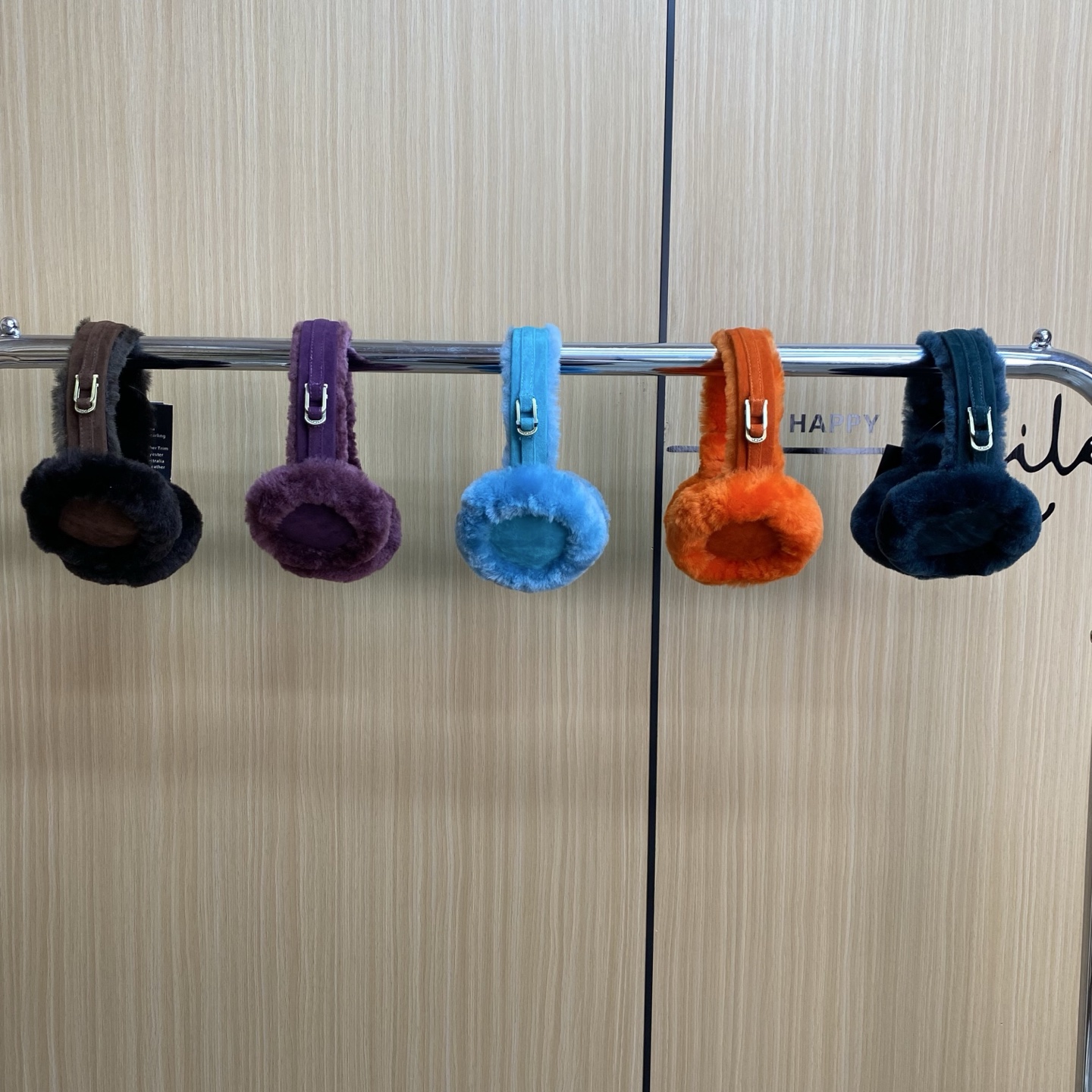 UGG Classic Double U Logo Black Shearling Women Headband Earmuff U1023