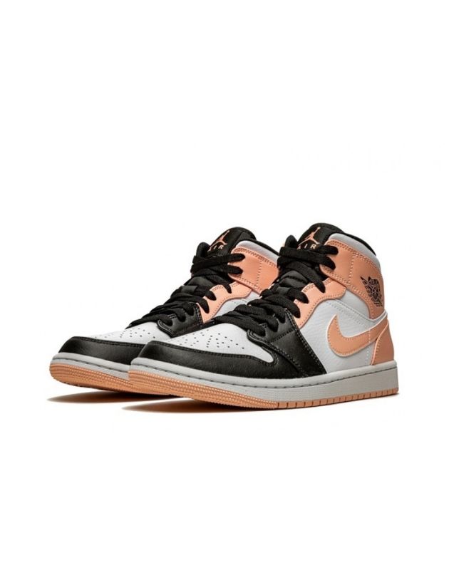 Jordan Air Jordan 1 Mid 2021 Arctic Orange Black Toe Leather Rubber Sole Basketball Sneakers 554724-133