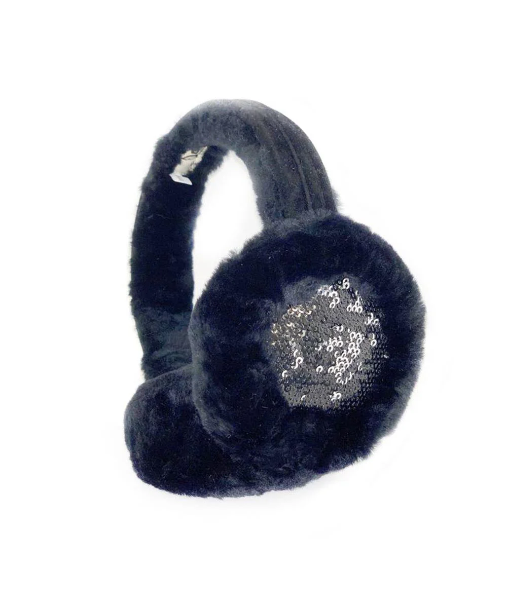UGG Classic Fashion Sparkles Black Merino Wool Women Headband Earmuff 589004