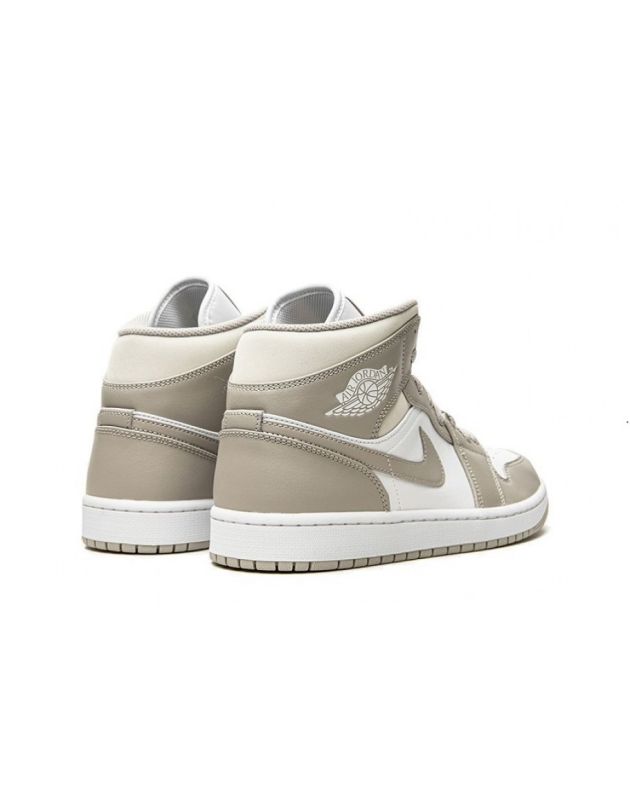 Jordan Air Jordan 1 Mid 2021 Linen Leather Rubber Sole Basketball Sneakers 554724-082