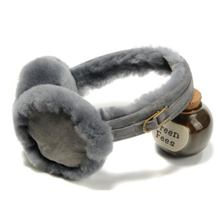 UGG Classic Double U Logo Grey Shearling Women Headband Earmuff U1023