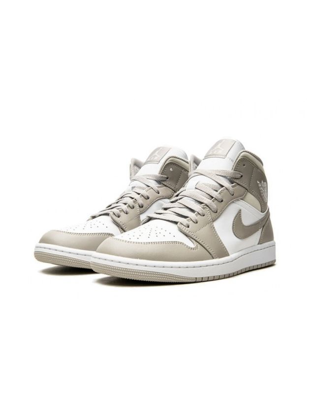 Jordan Air Jordan 1 Mid 2021 Linen Leather Rubber Sole Basketball Sneakers 554724-082