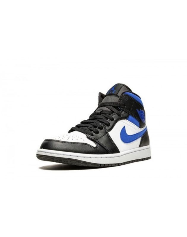 Jordan Air Jordan 1 Mid 2021 White Black Racer Blue Leather Rubber Sole Basketball Sneakers 554724-140