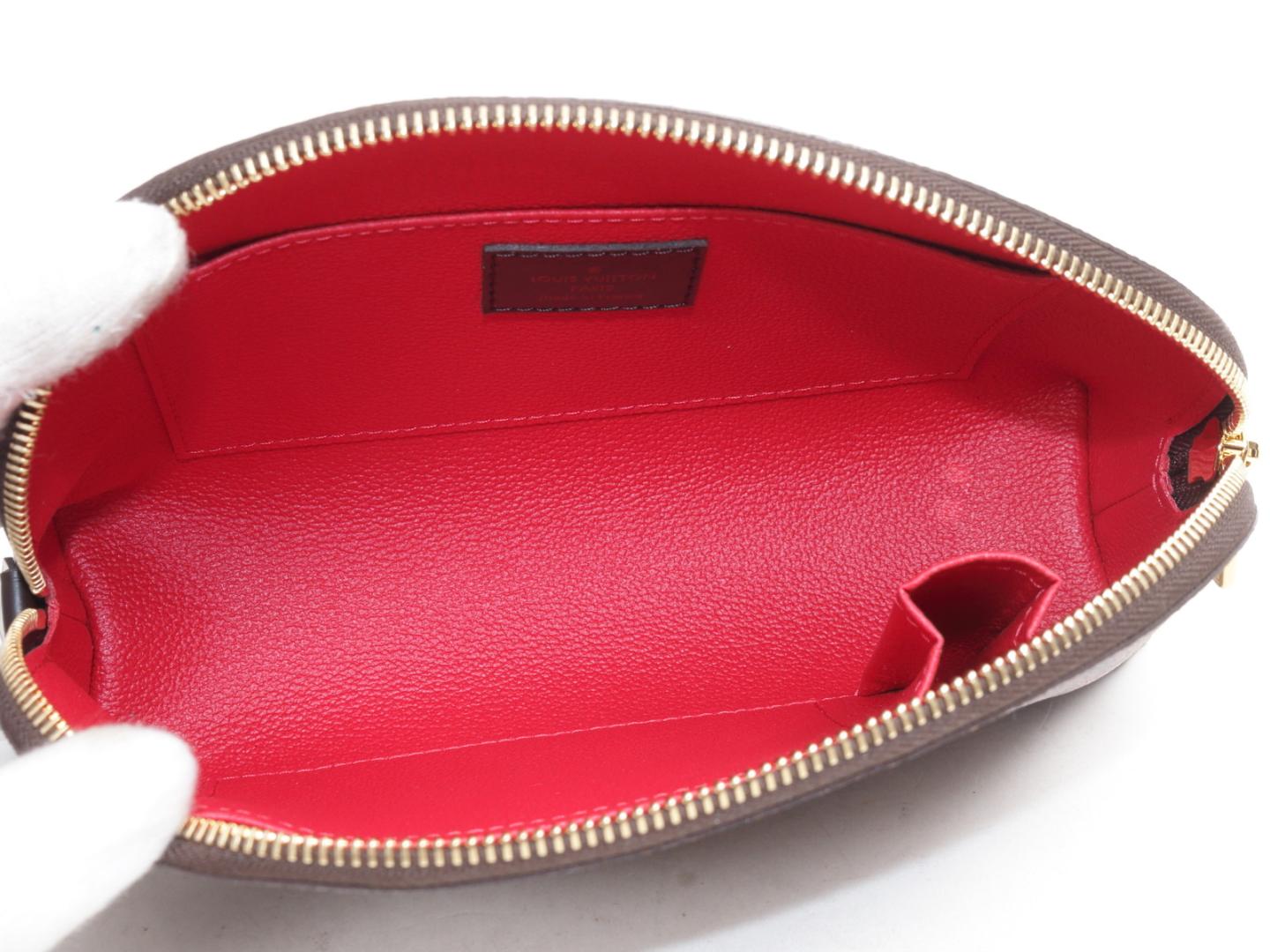 Louis Vuitton Damier Ebene Case GM Brown Canvas Women Cosmetic Pouch N23345