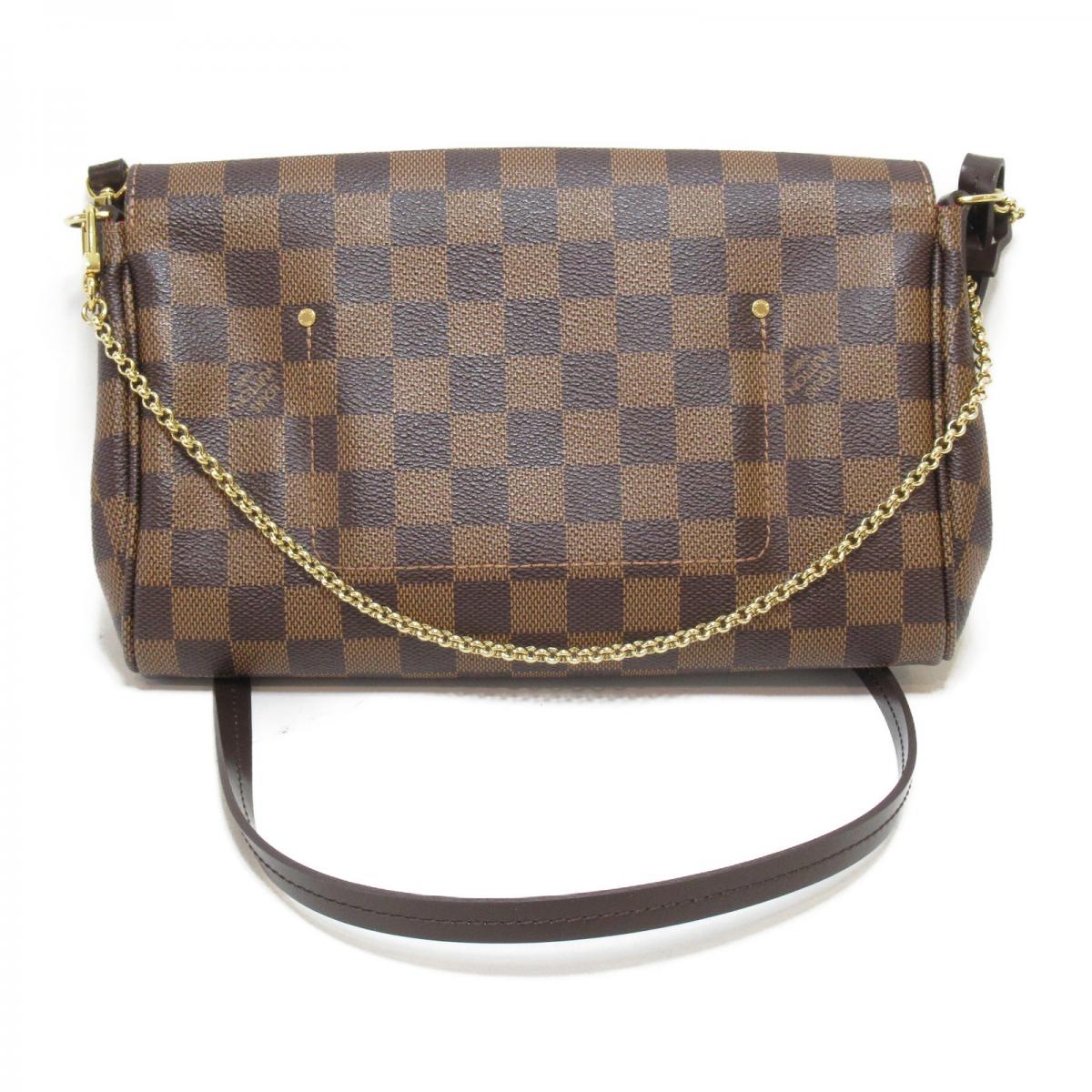 Louis Vuitton Damier Ebene Favorite MM Brown Canvas Women Envelope Crossbody Bag N41129