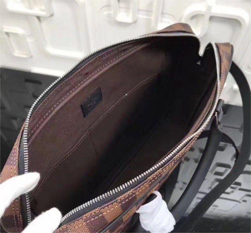 Louis Vuitton Damier Ebene Porte Documents Voyage PM Brown Canvas Women Business Shoulder Bag N41466