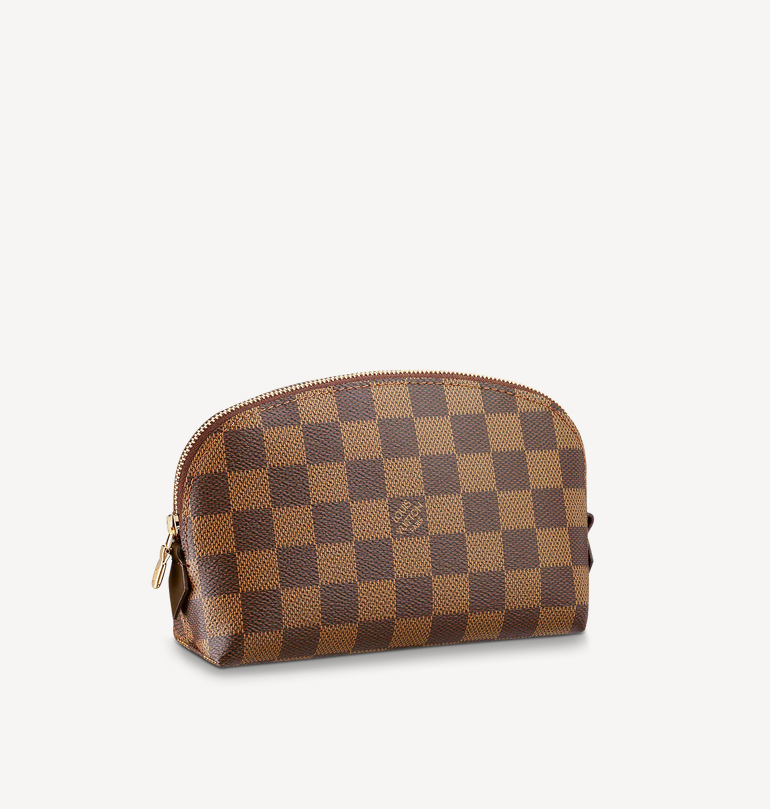 Louis Vuitton Damier Ebene Natural PM Brown Canvas Women Cosmetic Pouch N47516
