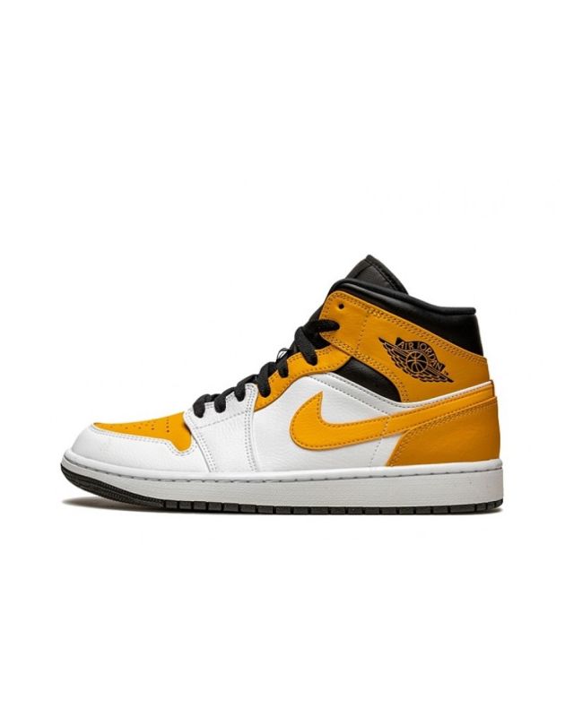 Jordan Air Jordan 1 Mid 2021 University Gold Leather Rubber Sole Basketball Sneakers 554724-170