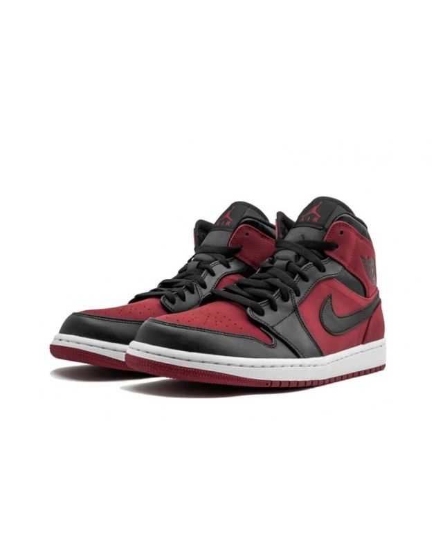 Jordan Air Jordan 1 Mid 2018 Gym Red Black Leather Rubber Sole Basketball Sneakers 554724-610
