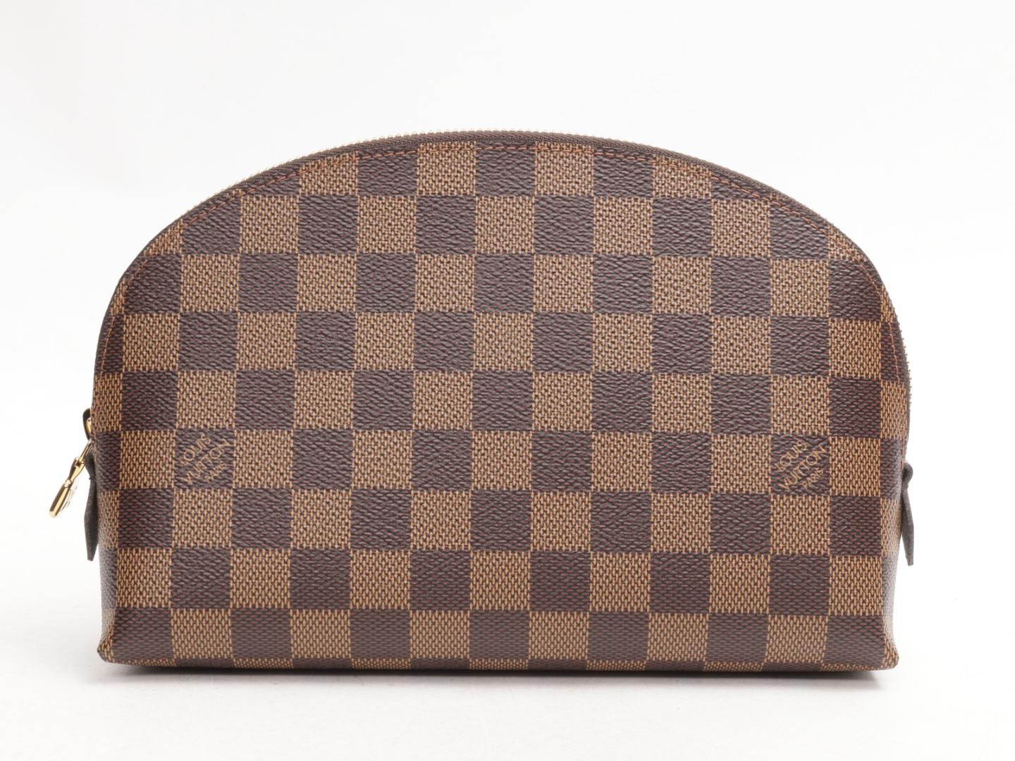 Louis Vuitton Damier Ebene Case GM Brown Canvas Women Cosmetic Pouch N23345