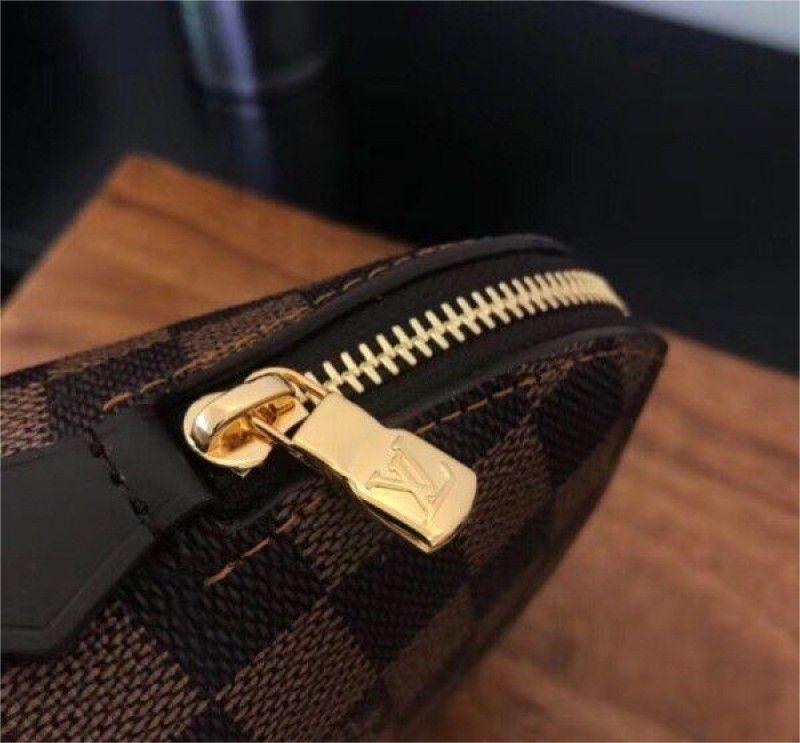 Louis Vuitton Damier Ebene Case GM Brown Canvas Women Cosmetic Pouch N23345