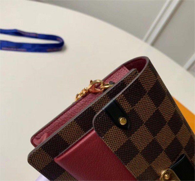 Louis Vuitton Damier Ebene Vavin 鏈條 BB 棕色帆布女士信封錢包 N60222