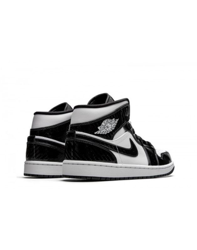 Jordan Air Jordan 1 Mid 2021 Carbon Fiber Leather Rubber Sole Basketball Sneakers DD1649-001