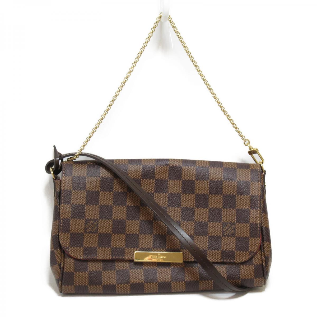 Louis Vuitton Damier Ebene Favorite MM Brown Canvas Women Envelope Crossbody Bag N41129