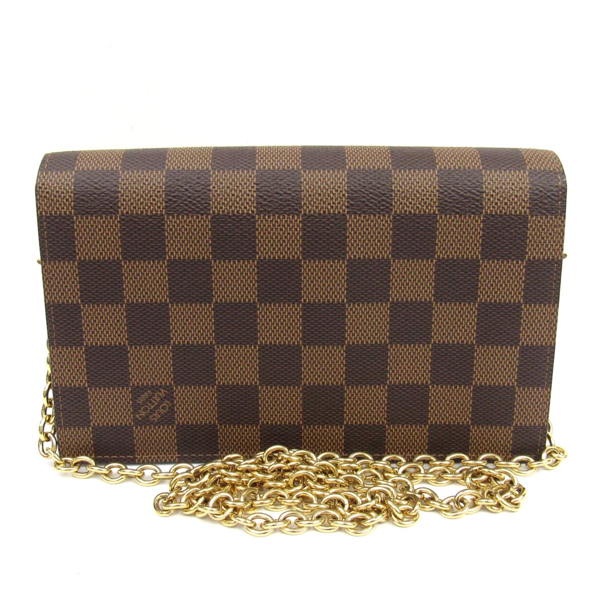 Louis Vuitton Damier Ebene Vavin 鏈條 BB 棕色帆布女士信封錢包 N60222