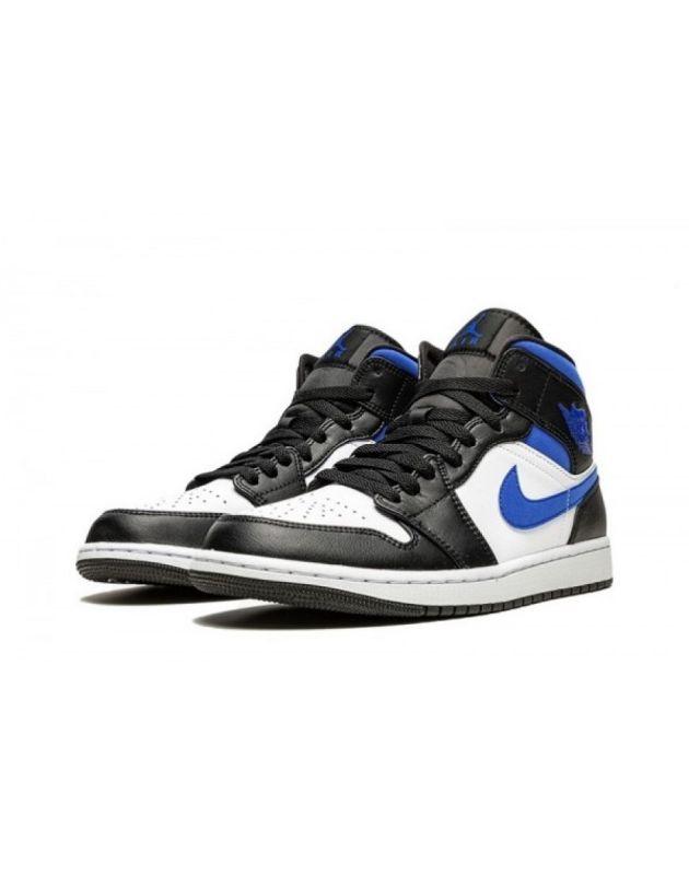 Jordan Air Jordan 1 Mid 2021 White Black Racer Blue Leather Rubber Sole Basketball Sneakers 554724-140
