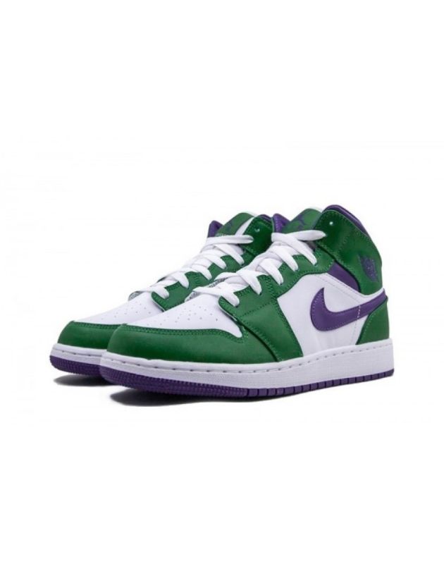 Jordan Air Jordan 1 Mid 2020 Incredible Hulk Leather Rubber Sole Basketball Sneakers 554725-300