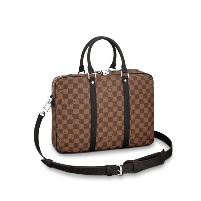 Louis Vuitton Damier Ebene Porte Documents Voyage PM Brown Canvas Women Business Shoulder Bag N41466
