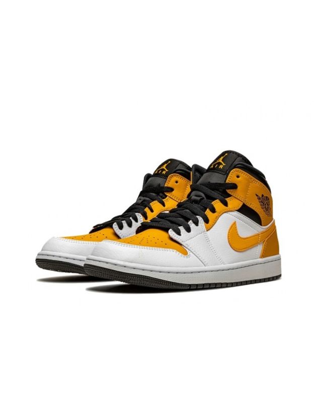 Jordan Air Jordan 1 Mid 2021 University Gold Leather Rubber Sole Basketball Sneakers 554724-170