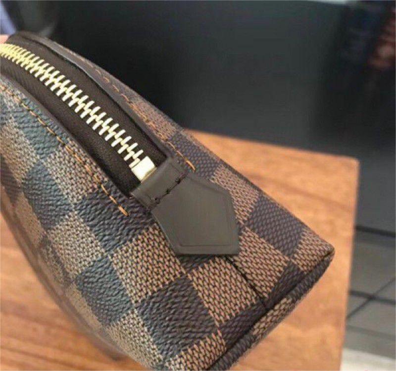 Louis Vuitton Damier Ebene Case GM Brown Canvas Women Cosmetic Pouch N23345
