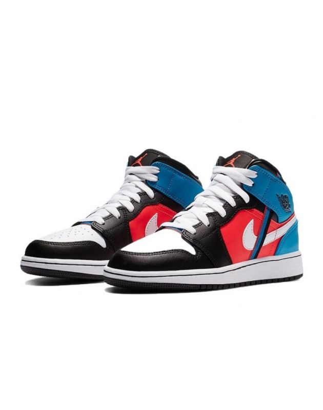 Jordan Air Jordan 1 Mid 2020 Tri Color Ribbons Leather Rubber Sole Basketball Sneakers CV4891-001