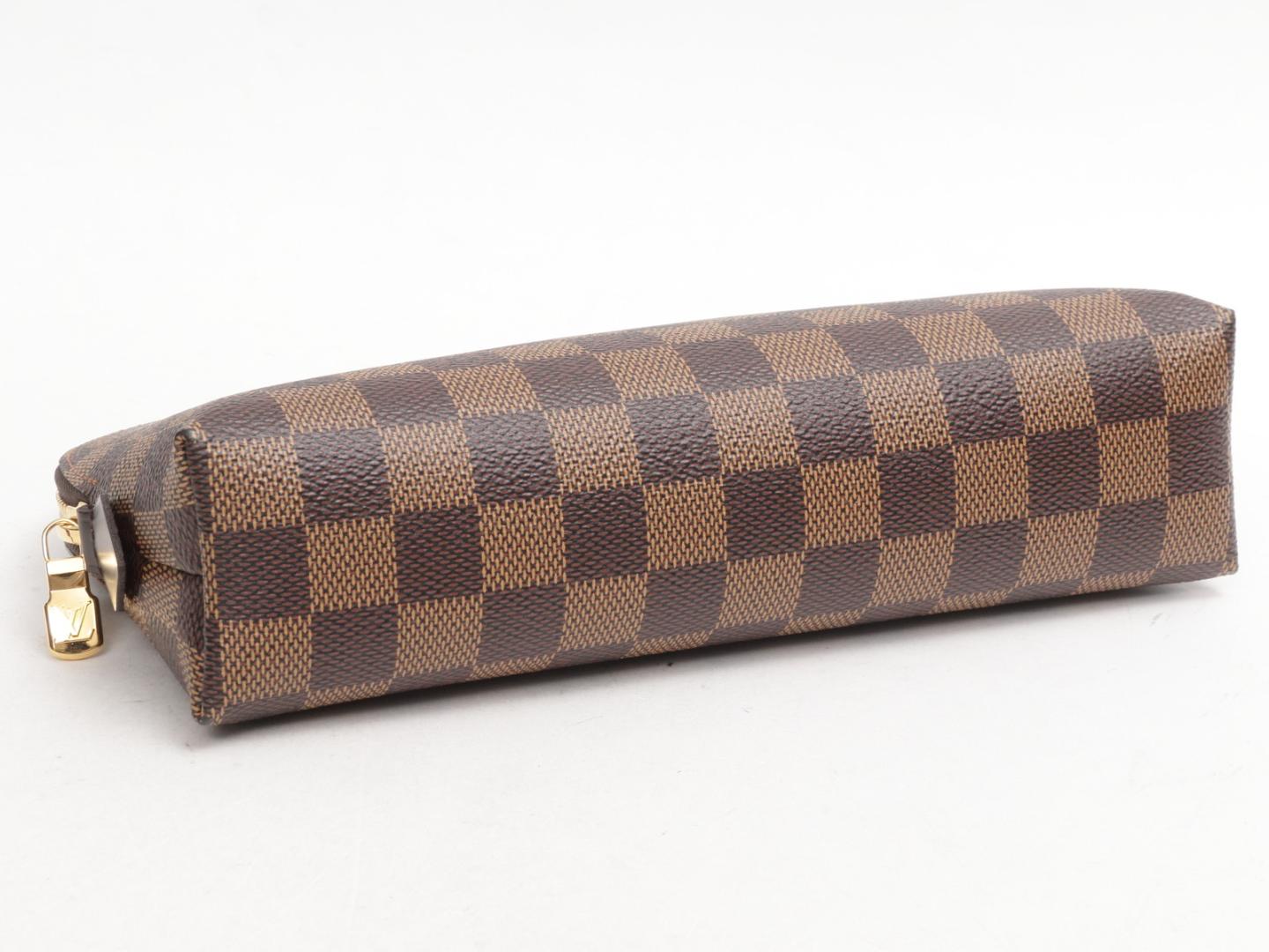 Louis Vuitton Damier Ebene Case GM Brown Canvas Women Cosmetic Pouch N23345