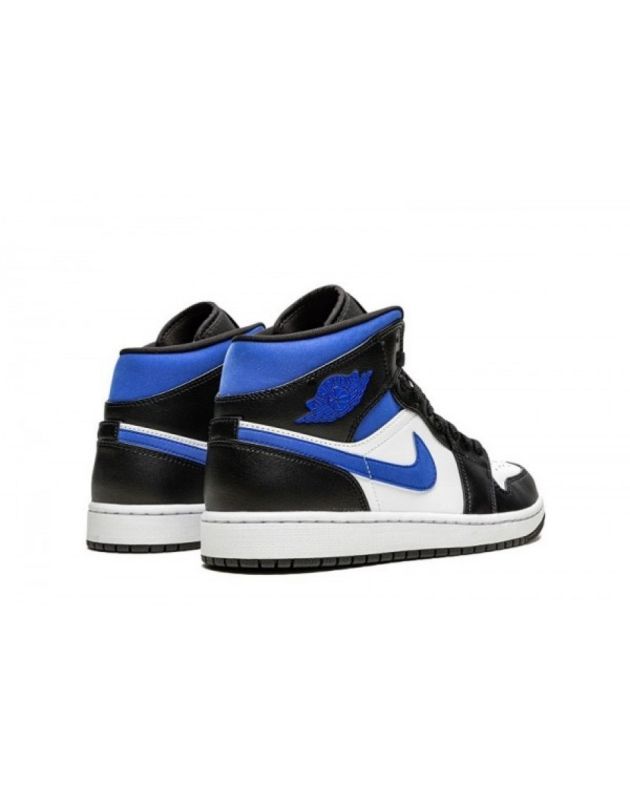 Jordan Air Jordan 1 Mid 2021 White Black Racer Blue Leather Rubber Sole Basketball Sneakers 554724-140