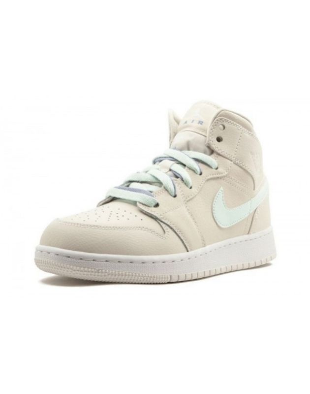 Jordan Air Jordan 1 Mid 2018 Multi-Color Swoosh Phantom Leather Rubber Sole Basketball Sneakers 555112-035