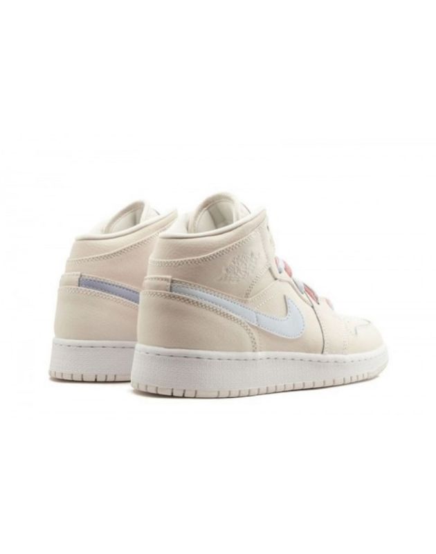 Jordan Air Jordan 1 Mid 2018 Multi-Color Swoosh Phantom Leather Rubber Sole Basketball Sneakers 555112-035