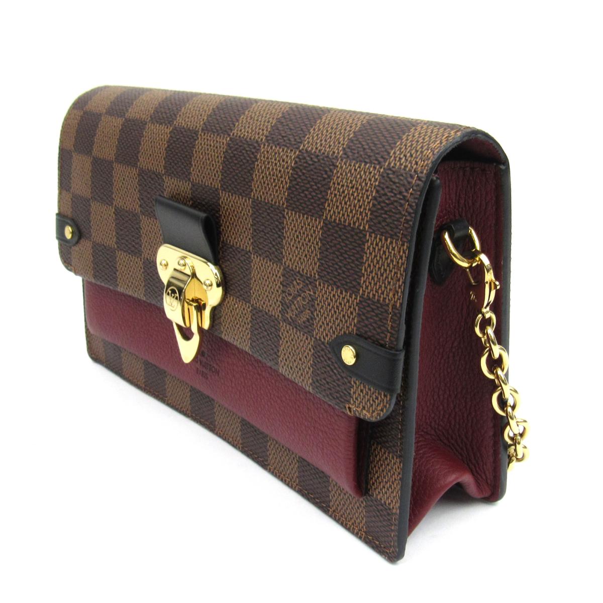 Louis Vuitton Damier Ebene Vavin 鏈條 BB 棕色帆布女士信封錢包 N60222