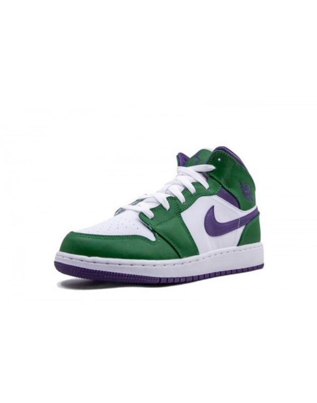 Jordan Air Jordan 1 Mid 2020 Incredible Hulk Leather Rubber Sole Basketball Sneakers 554725-300