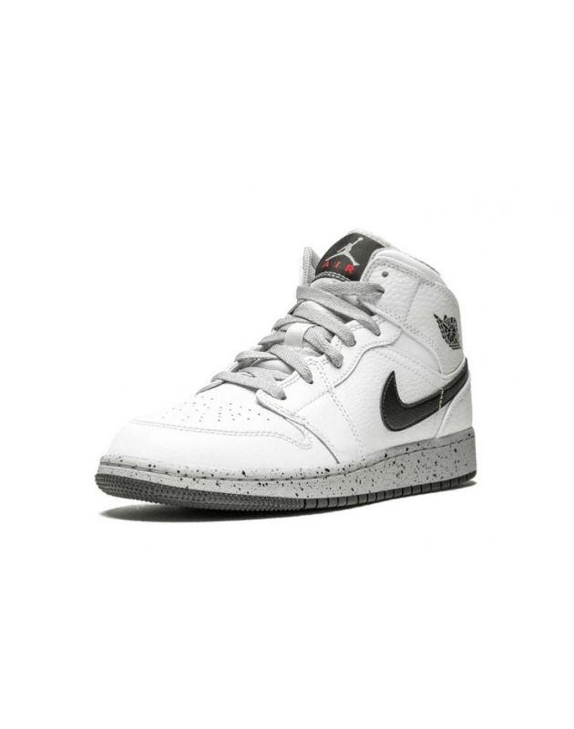 Jordan Air Jordan 1 Mid 2018 White Cement Leather Rubber Sole Basketball Sneakers 554725-115