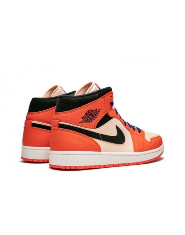 Jordan Air Jordan 1 Mid 2018 Team Orange Black Leather Rubber Sole Basketball Sneakers 852542-800