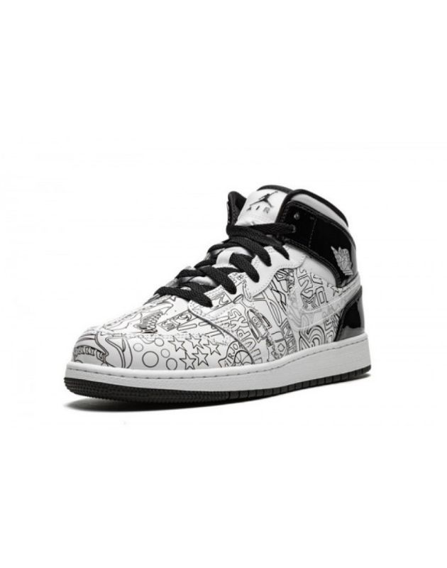Jordan Air Jordan 1 Mid 2021 DIY Leather Rubber Sole Basketball Sneakers DC4099-100