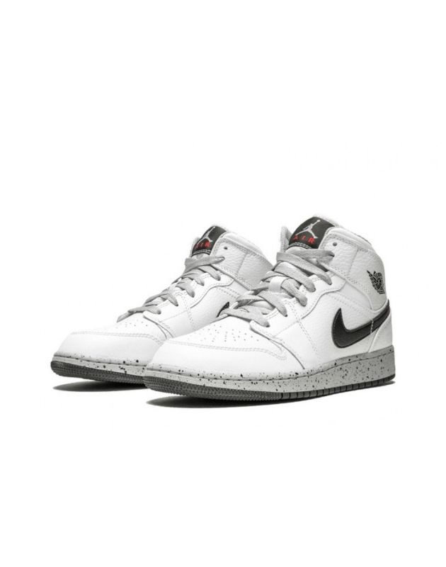 Jordan Air Jordan 1 Mid 2018 White Cement Leather Rubber Sole Basketball Sneakers 554725-115