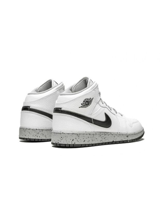 Jordan Air Jordan 1 Mid 2018 White Cement Leather Rubber Sole Basketball Sneakers 554725-115