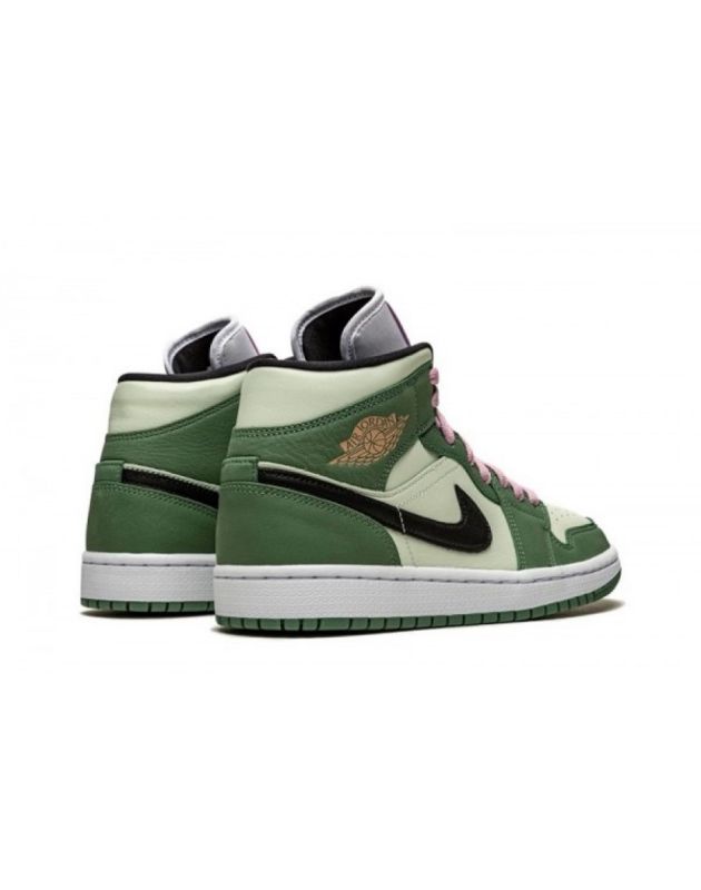 Jordan Air Jordan 1 Mid 2021 Dutch Green Leather Rubber Sole Basketball Sneakers CZ0774-300