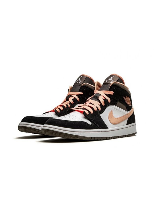 Jordan Air Jordan 1 Mid 2021 Peach Mocha Leather Rubber Sole Basketball Sneakers DH0210-100