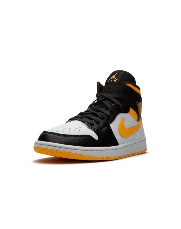 Jordan Air Jordan 1 Mid 2020 Laser Orange Black Leather Rubber Sole Basketball Sneakers CV5276-107