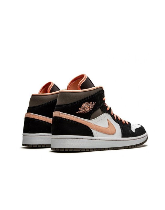 Jordan Air Jordan 1 Mid 2021 Peach Mocha Leather Rubber Sole Basketball Sneakers DH0210-100